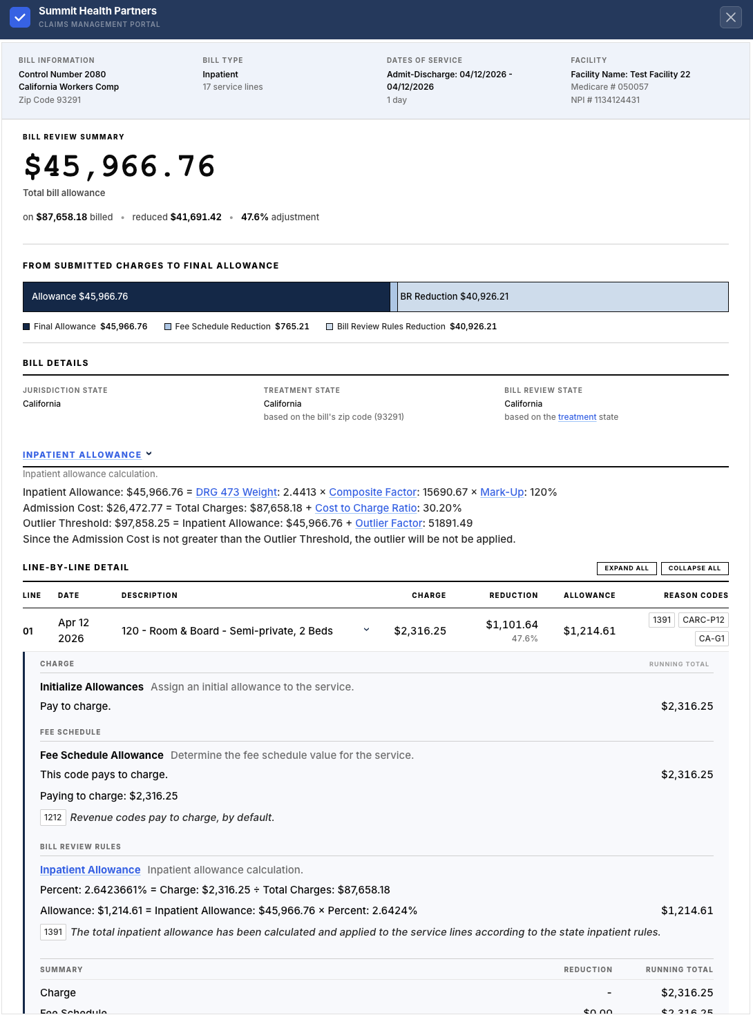 RuleTrace™ embedded inside a claims management platform