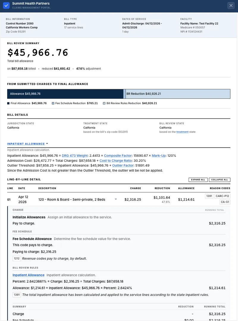 Sample RuleTrace™ report showing line-by-line pricing, rules, and calculations